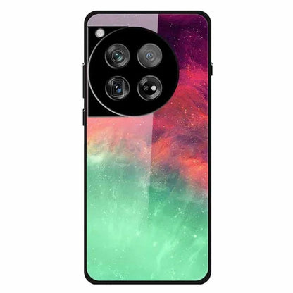 For OnePlus 12 5G Case Pattern Printing PC+Tempered Glass+TPU Phone Back Cover