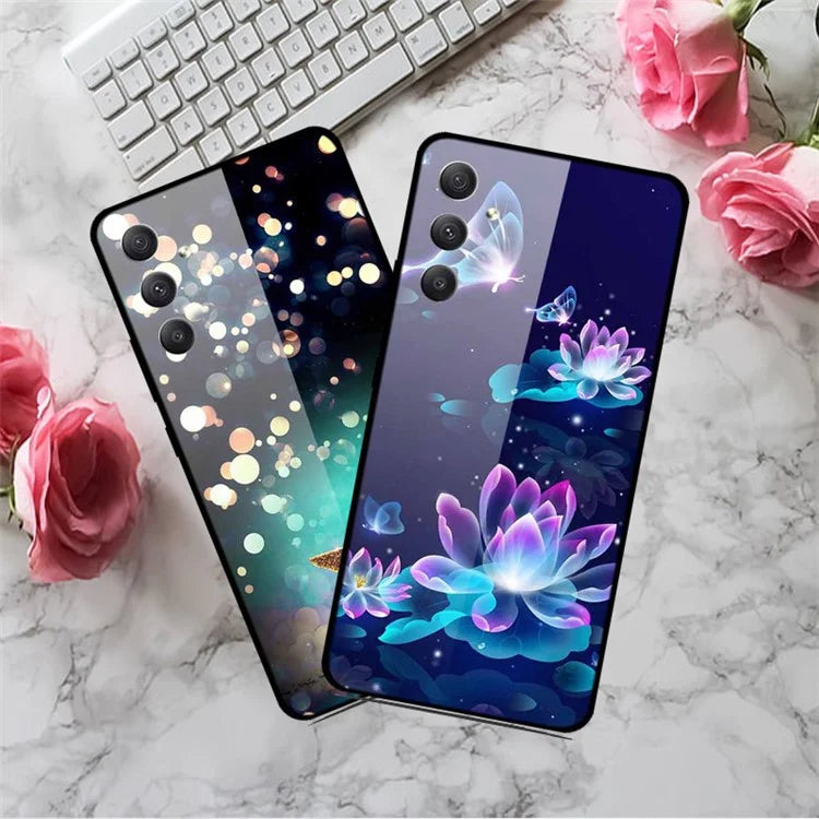 For Samsung Galaxy A35 5G Case Pattern Printing Tempered Glass Anti-Scratch Phone Cover