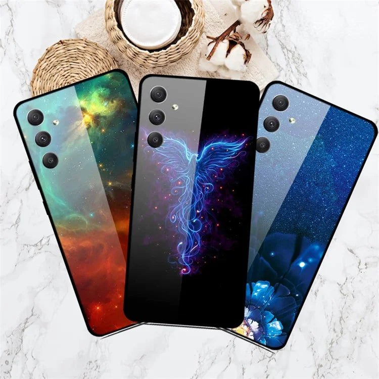 For Samsung Galaxy A35 5G Case Pattern Printing Tempered Glass Anti-Scratch Phone Cover
