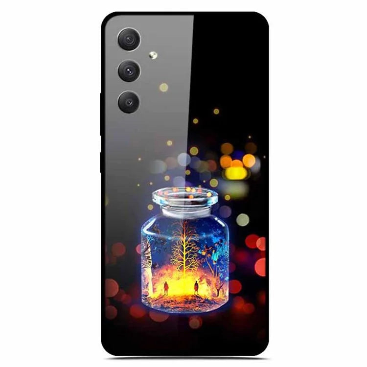 For Samsung Galaxy A35 5G Case Pattern Printing Tempered Glass Anti-Scratch Phone Cover