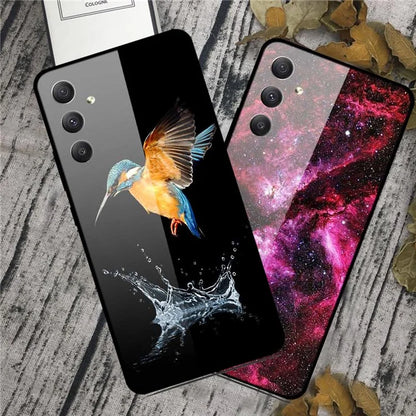 For Samsung Galaxy A35 5G Case Pattern Printing Tempered Glass Anti-Scratch Phone Cover