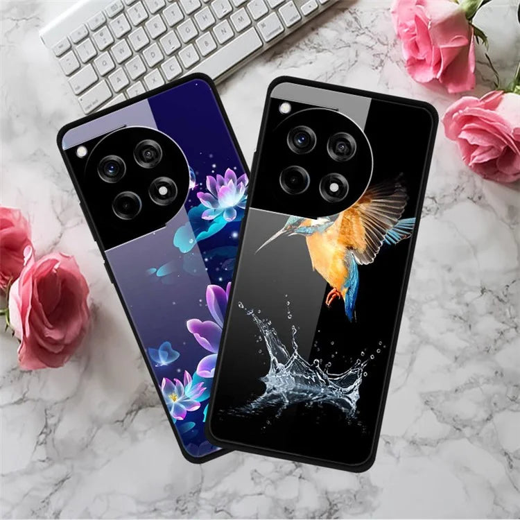 For OnePlus 12R 5G / Ace 3 5G Phone Case Pattern Printing Anti-Drop PC+Tempered Glass+TPU Cover