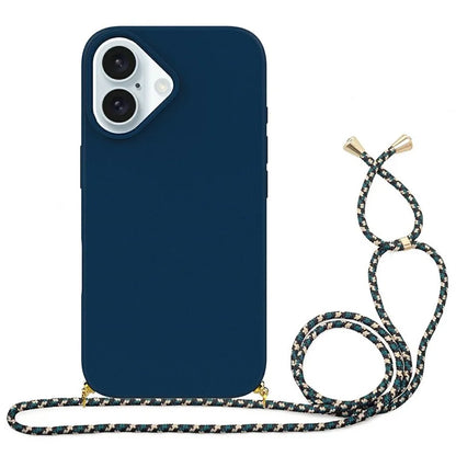 For iPhone 16 Plus Case Biodegradable Wheat Straw+TPU Phone Cover with Lanyard