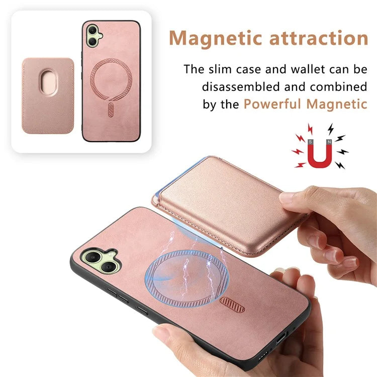 B2 For Samsung Galaxy A05 4G Cover Leather+TPU Phone Case with Magnetic Card Bag