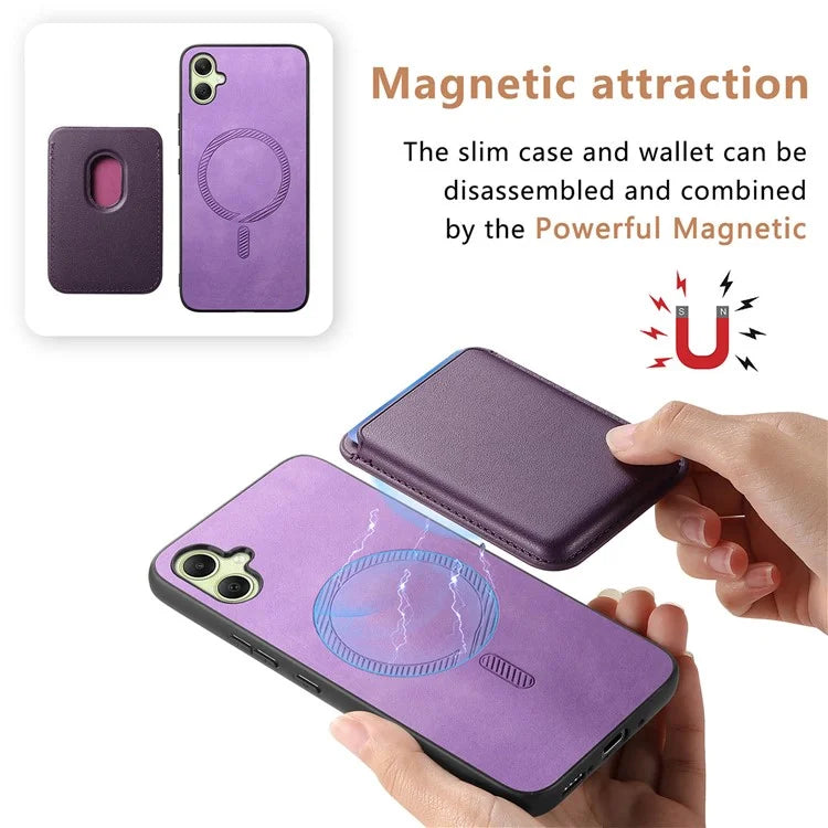 B2 For Samsung Galaxy A05 4G Cover Leather+TPU Phone Case with Magnetic Card Bag