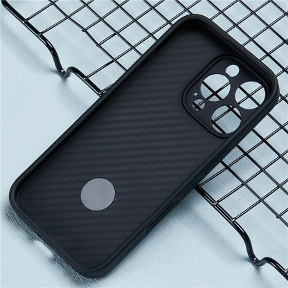 For iPhone 16 Pro Case Carbon Fiber Texture TPU+PC Phone Cover with Rotatable Magnetic Kickstand