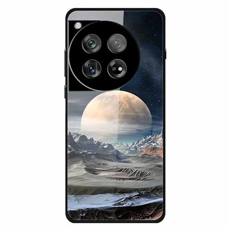 For OnePlus 12 5G Case Pattern Printing Tempered Glass Cell Phone Protection Cover