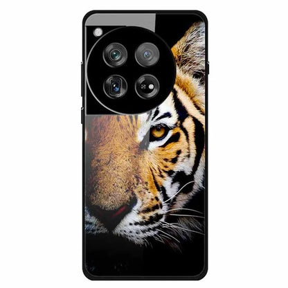 For OnePlus 12 5G Case Pattern Printing Tempered Glass Cell Phone Protection Cover