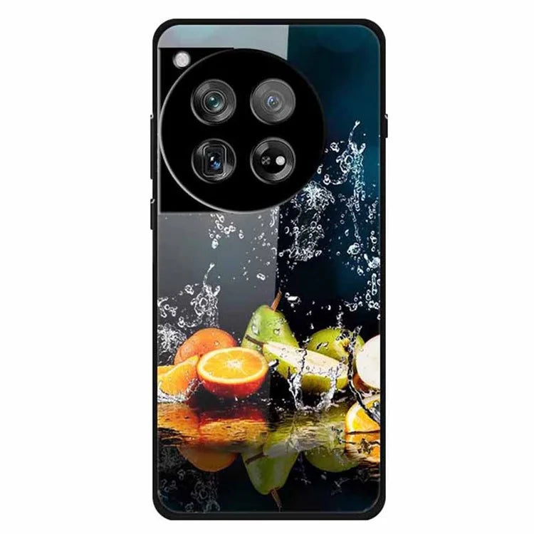For OnePlus 12 5G Case Pattern Printing Tempered Glass Cell Phone Protection Cover