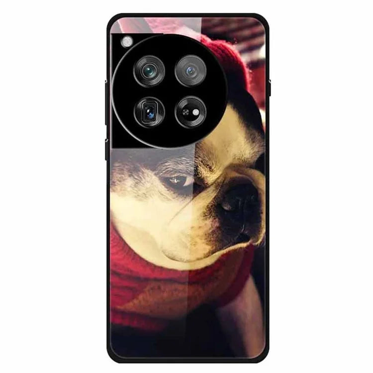 For OnePlus 12 5G Case Pattern Printing Tempered Glass Cell Phone Protection Cover