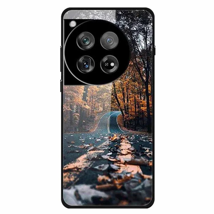 For OnePlus 12 5G Case Pattern Printing Tempered Glass Cell Phone Protection Cover
