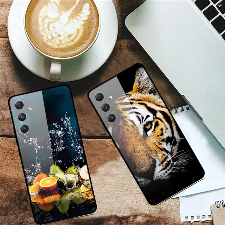 For Samsung Galaxy A35 5G Phone Case Stylish Pattern Tempered Glass Drop-Proof Cover