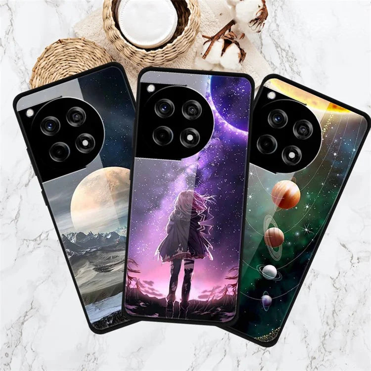 For OnePlus 12R 5G / Ace 3 5G Case Pattern Printed Tempered Glass Phone Cover