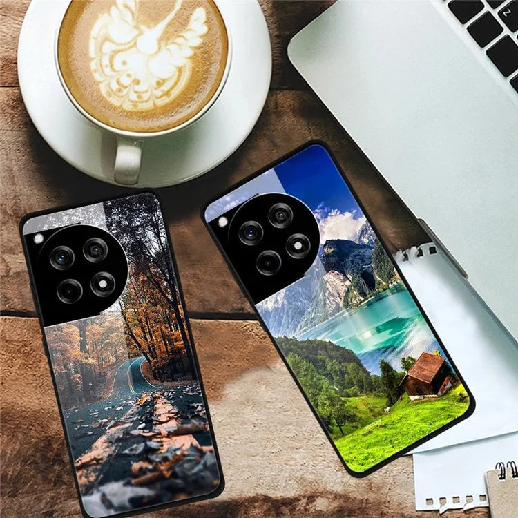 For OnePlus 12R 5G / Ace 3 5G Case Pattern Printed Tempered Glass Phone Cover