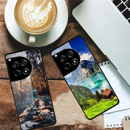 For OnePlus 12R 5G / Ace 3 5G Case Pattern Printed Tempered Glass Phone Cover