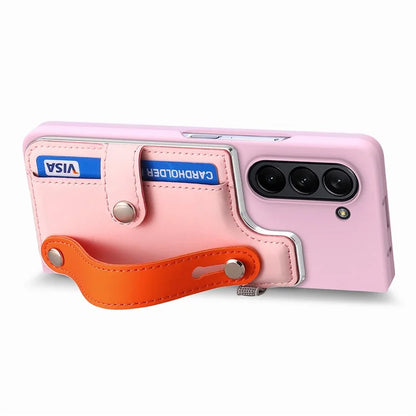 For Samsung Galaxy Z Fold6 5G Case Wristband Kickstand Leather+PC Phone Cover with Screen Film