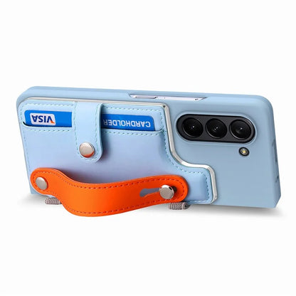 For Samsung Galaxy Z Fold6 5G Case Wristband Kickstand Leather+PC Phone Cover with Screen Film