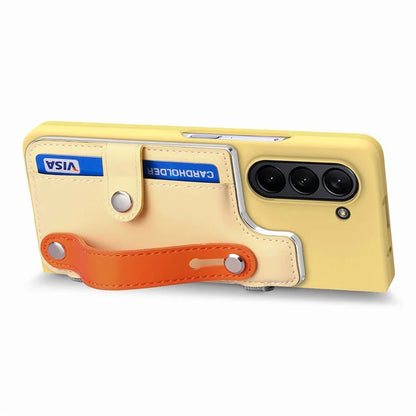 For Samsung Galaxy Z Fold6 5G Case Wristband Kickstand Leather+PC Phone Cover with Screen Film