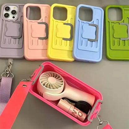 XX Series For iPhone 15 Pro Case Creative Storage Box PC+TPU Cell Phone Cover with Shoulder Strap