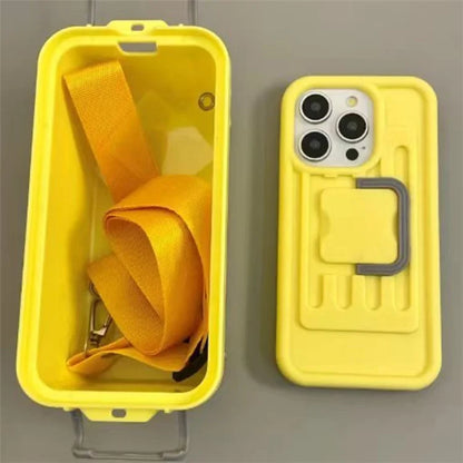 XX Series For iPhone 15 Pro Case Creative Storage Box PC+TPU Cell Phone Cover with Shoulder Strap