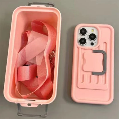 XX Series For iPhone 15 Pro Max Case Creative Storage Box PC+TPU Crossbody Cell Phone Cover