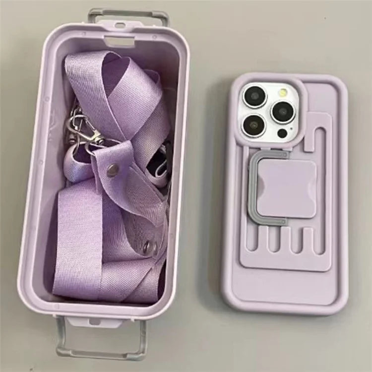 XX Series For iPhone 15 Pro Max Case Creative Storage Box PC+TPU Crossbody Cell Phone Cover