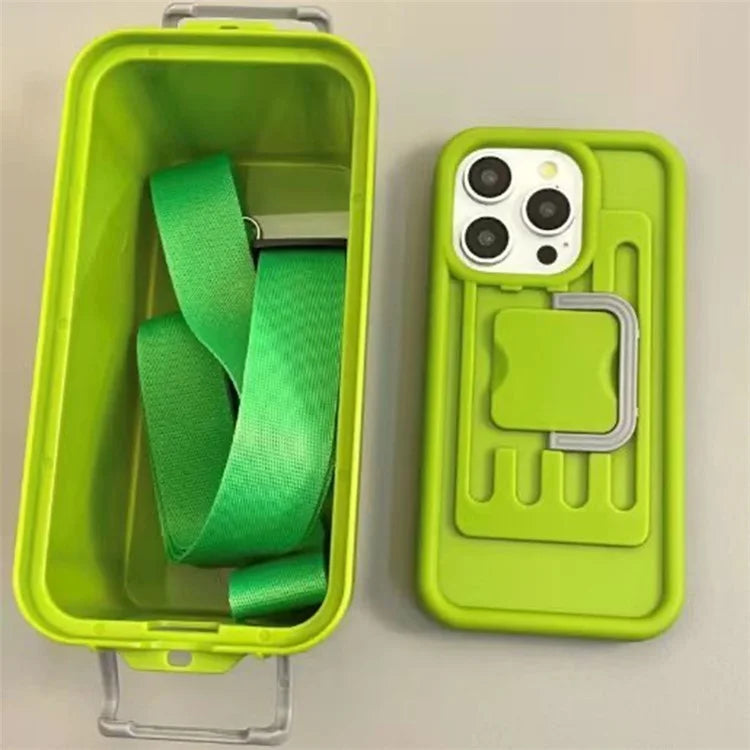XX Series For iPhone 15 Pro Max Case Creative Storage Box PC+TPU Crossbody Cell Phone Cover