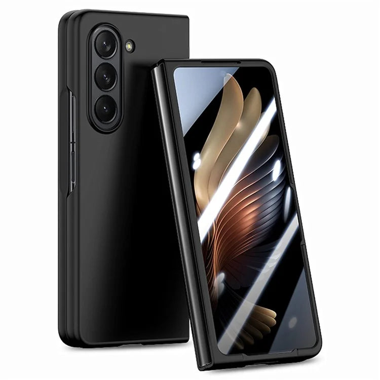 For Samsung Galaxy Z Fold6 5G Case Rubberized PC Phone Cover with Tempered Glass Film