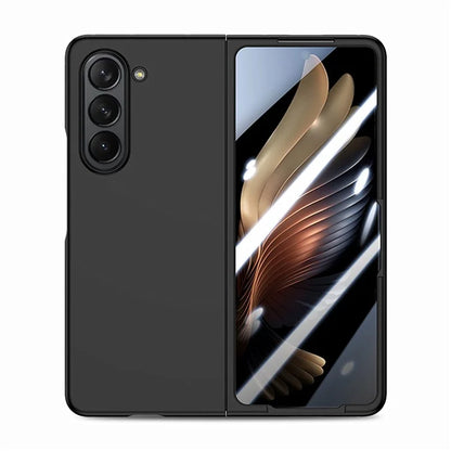 For Samsung Galaxy Z Fold6 5G Case Rubberized PC Phone Cover with Tempered Glass Film