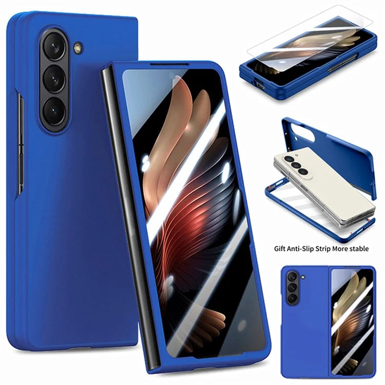 For Samsung Galaxy Z Fold6 5G Case Rubberized PC Phone Cover with Tempered Glass Film