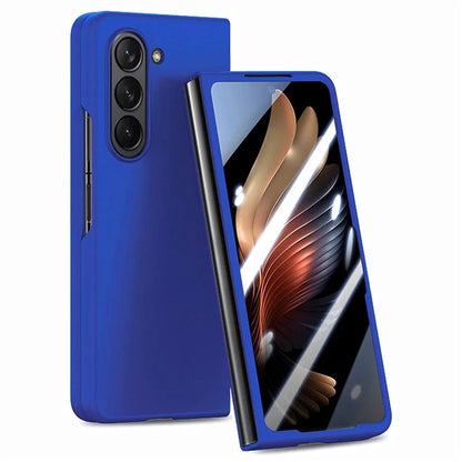 For Samsung Galaxy Z Fold6 5G Case Rubberized PC Phone Cover with Tempered Glass Film