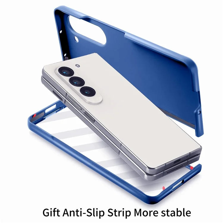 For Samsung Galaxy Z Fold6 5G Case Rubberized PC Phone Cover with Tempered Glass Film