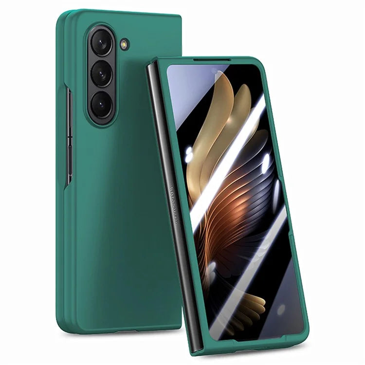 For Samsung Galaxy Z Fold6 5G Case Rubberized PC Phone Cover with Tempered Glass Film