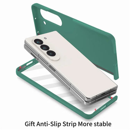 For Samsung Galaxy Z Fold6 5G Case Rubberized PC Phone Cover with Tempered Glass Film