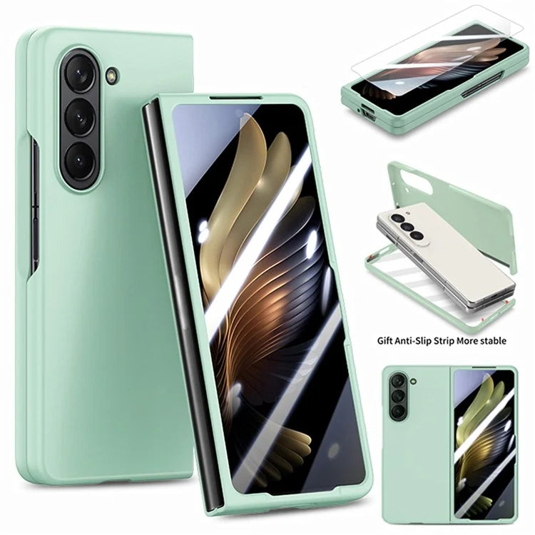 For Samsung Galaxy Z Fold6 5G Case Rubberized PC Phone Cover with Tempered Glass Film