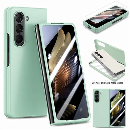 For Samsung Galaxy Z Fold6 5G Case Rubberized PC Phone Cover with Tempered Glass Film
