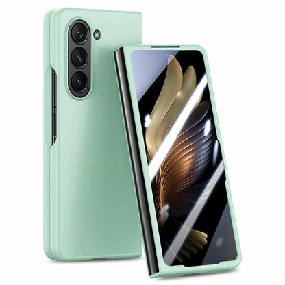 For Samsung Galaxy Z Fold6 5G Case Rubberized PC Phone Cover with Tempered Glass Film