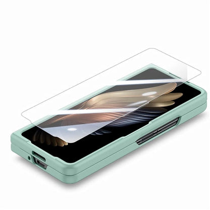 For Samsung Galaxy Z Fold6 5G Case Rubberized PC Phone Cover with Tempered Glass Film