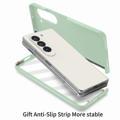 For Samsung Galaxy Z Fold6 5G Case Rubberized PC Phone Cover with Tempered Glass Film