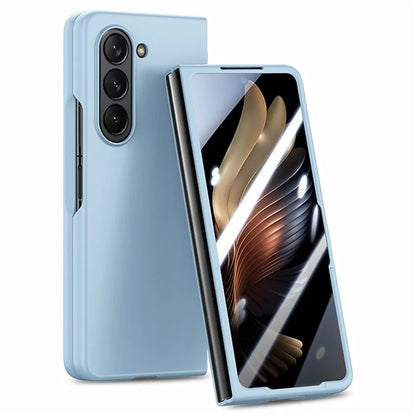 For Samsung Galaxy Z Fold6 5G Case Rubberized PC Phone Cover with Tempered Glass Film