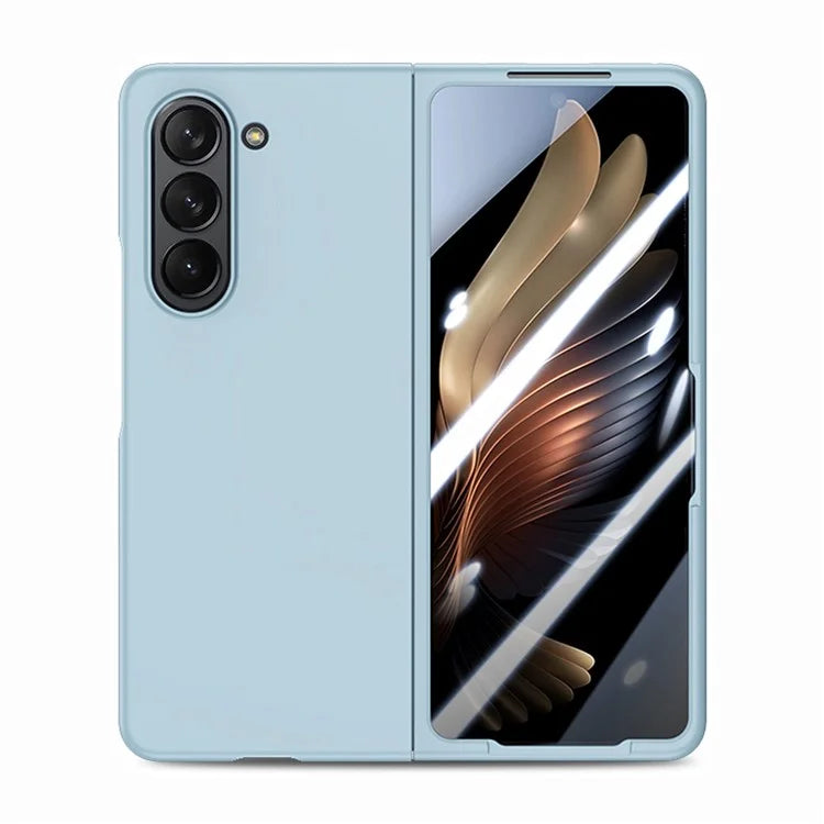For Samsung Galaxy Z Fold6 5G Case Rubberized PC Phone Cover with Tempered Glass Film