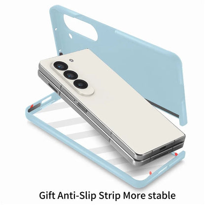 For Samsung Galaxy Z Fold6 5G Case Rubberized PC Phone Cover with Tempered Glass Film