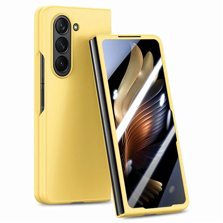 For Samsung Galaxy Z Fold6 5G Case Rubberized PC Phone Cover with Tempered Glass Film