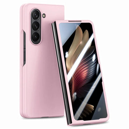 For Samsung Galaxy Z Fold6 5G Case Rubberized PC Phone Cover with Tempered Glass Film