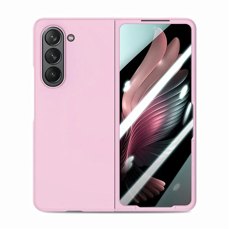 For Samsung Galaxy Z Fold6 5G Case Rubberized PC Phone Cover with Tempered Glass Film