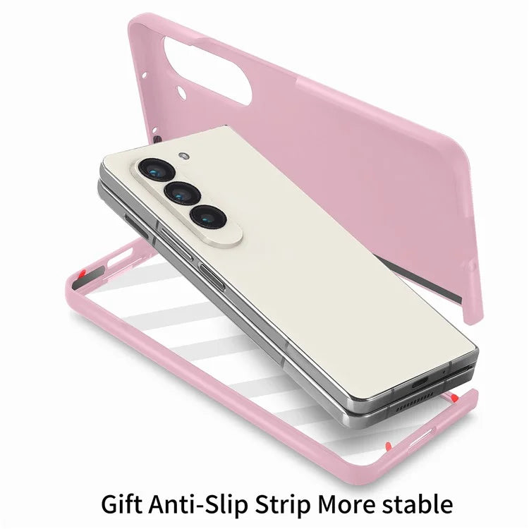 For Samsung Galaxy Z Fold6 5G Case Rubberized PC Phone Cover with Tempered Glass Film