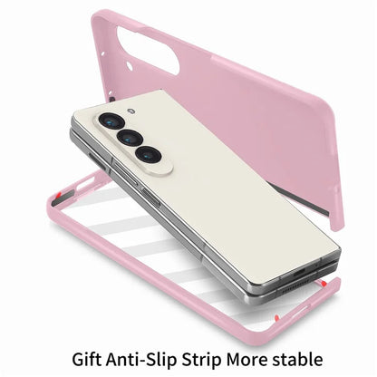 For Samsung Galaxy Z Fold6 5G Case Rubberized PC Phone Cover with Tempered Glass Film