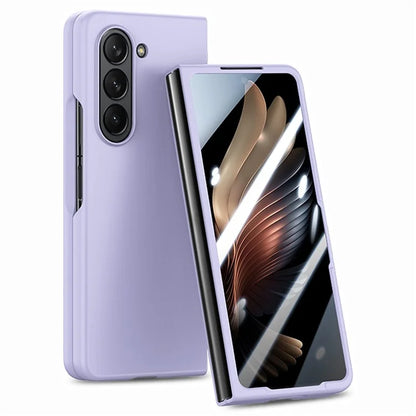 For Samsung Galaxy Z Fold6 5G Case Rubberized PC Phone Cover with Tempered Glass Film