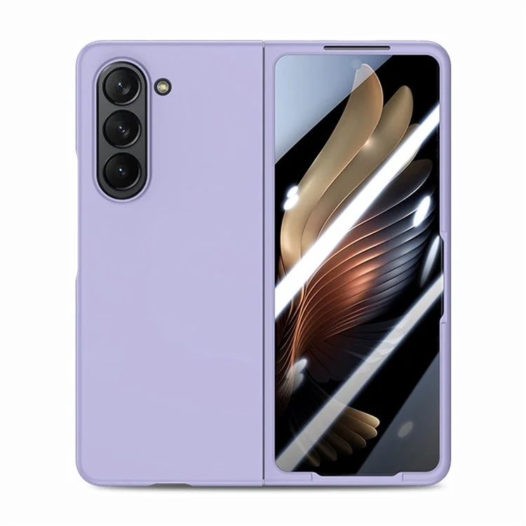 For Samsung Galaxy Z Fold6 5G Case Rubberized PC Phone Cover with Tempered Glass Film