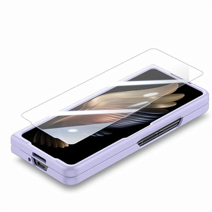 For Samsung Galaxy Z Fold6 5G Case Rubberized PC Phone Cover with Tempered Glass Film